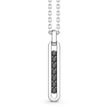 Collana Zancan in argento con pendente a targa e pietre nere.