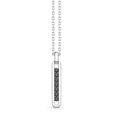 Zancan silver necklace with tag pendant and black stones.