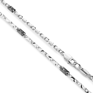 Zancan-Kette aus Silber mit Kreuzanhänger und schwarzen Edelsteinen.