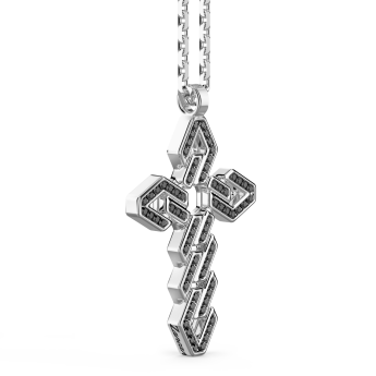 Zancan-Kette aus Silber mit Kreuzanhänger und schwarzen Edelsteinen. 2