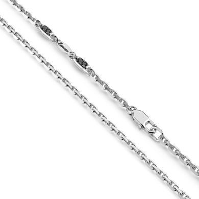 Zancan silver necklace with cross pendant and black stones.