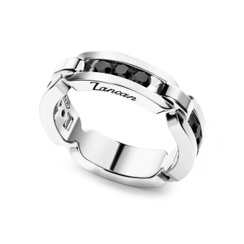 Zancan-Bandring aus Silber mit schwarzen Edelsteinen. 2