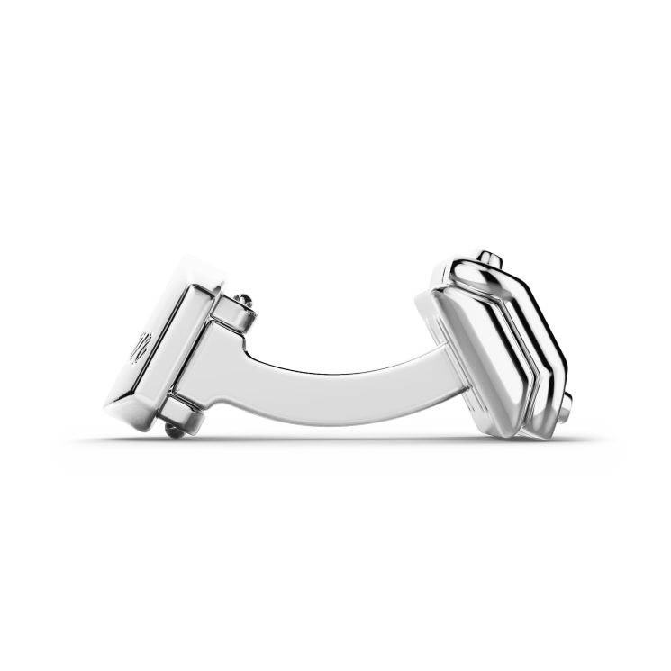 Zancan-Manschettenknöpfe aus Silber mit schwarzen Edelsteinen.