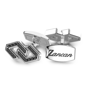 Gemelli Zancan in argento con pietre nere.