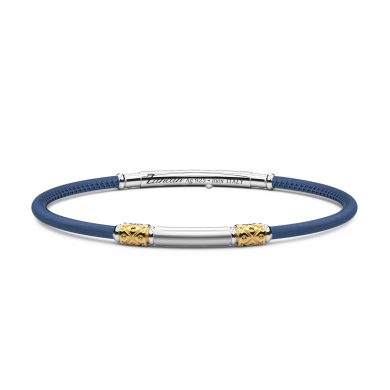 Pulsera Zancan de piel natural con placa de plata.
