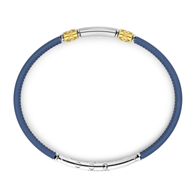 Pulsera Zancan de piel natural con placa de plata.