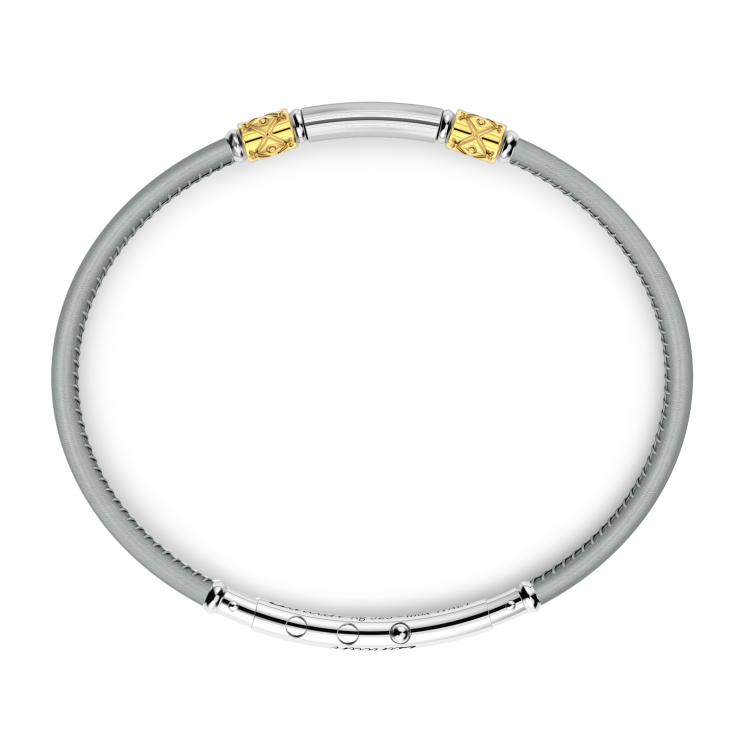 Pulsera Zancan de piel natural con placa de plata.