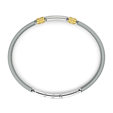 Pulsera Zancan de piel natural con placa de plata.