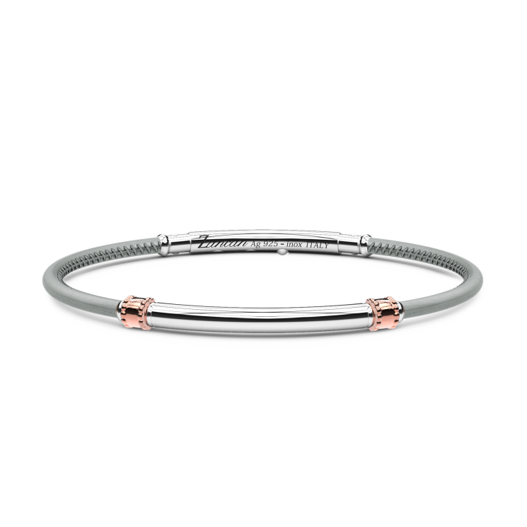 Pulsera Zancan de piel natural con placa de plata.