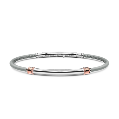 Pulsera Zancan de piel natural con placa de plata.
