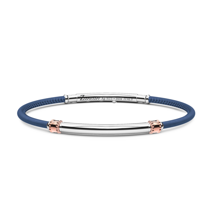 Pulsera Zancan de piel natural con placa de plata.