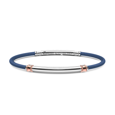 Pulsera Zancan de piel natural con placa de plata.