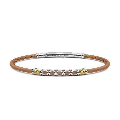 Zancan leather bracelet with silver tag.