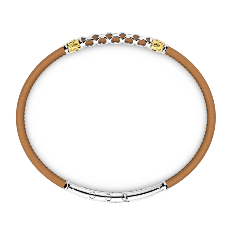 Bracciale Zancan in pelle naturale con targa in argento.