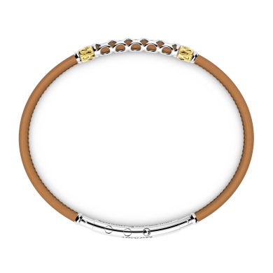 Bracciale Zancan in pelle naturale con targa in argento.
