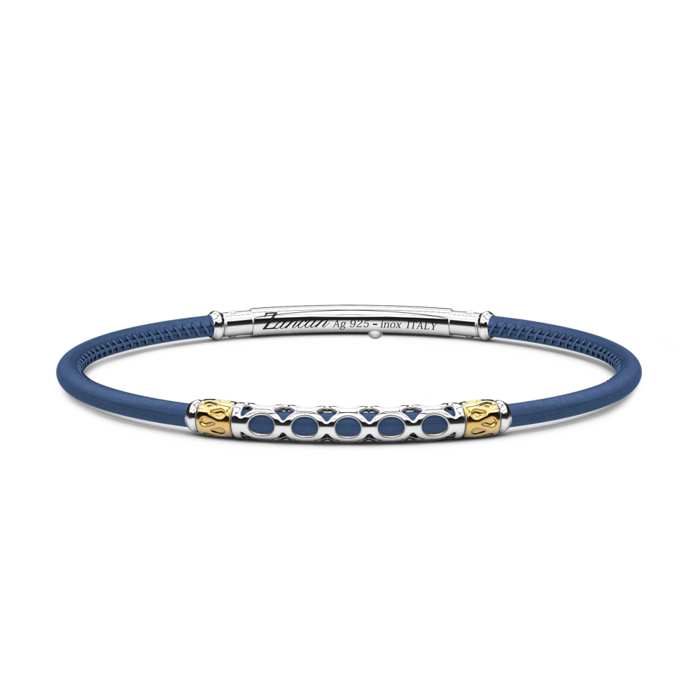 Pulsera Zancan de piel natural con placa de plata.