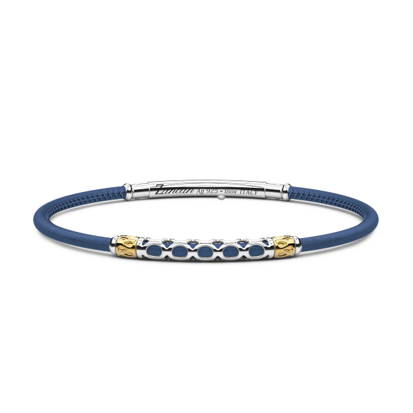 Pulsera Zancan de piel natural con placa de plata.