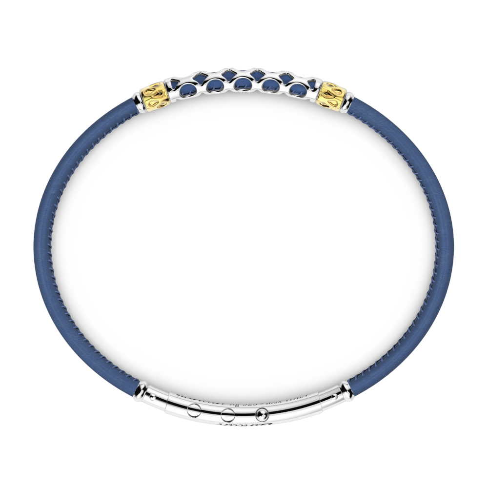 Pulsera Zancan de piel natural con placa de plata.