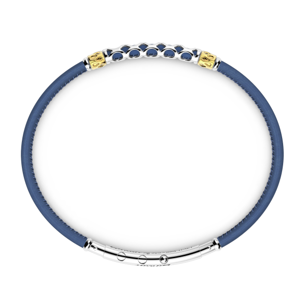Pulsera Zancan de piel natural con placa de plata.