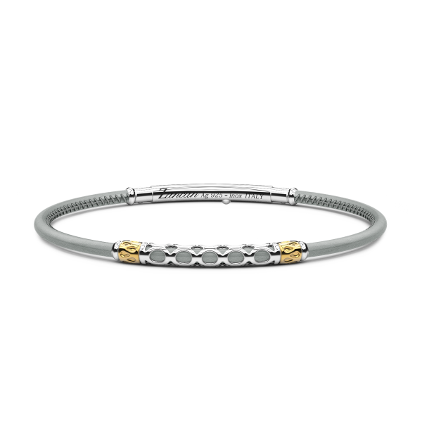 Pulsera Zancan de piel natural con placa de plata.