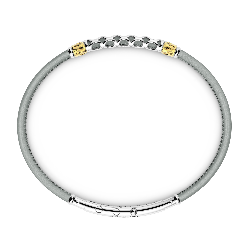 Pulsera Zancan de piel natural con placa de plata.