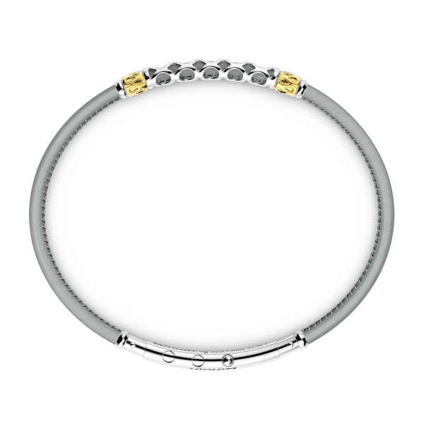 Pulsera Zancan de piel natural con placa de plata.