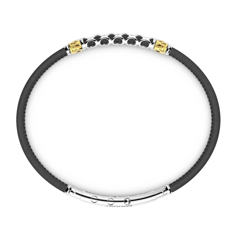 Pulsera Zancan de piel natural con placa de plata.