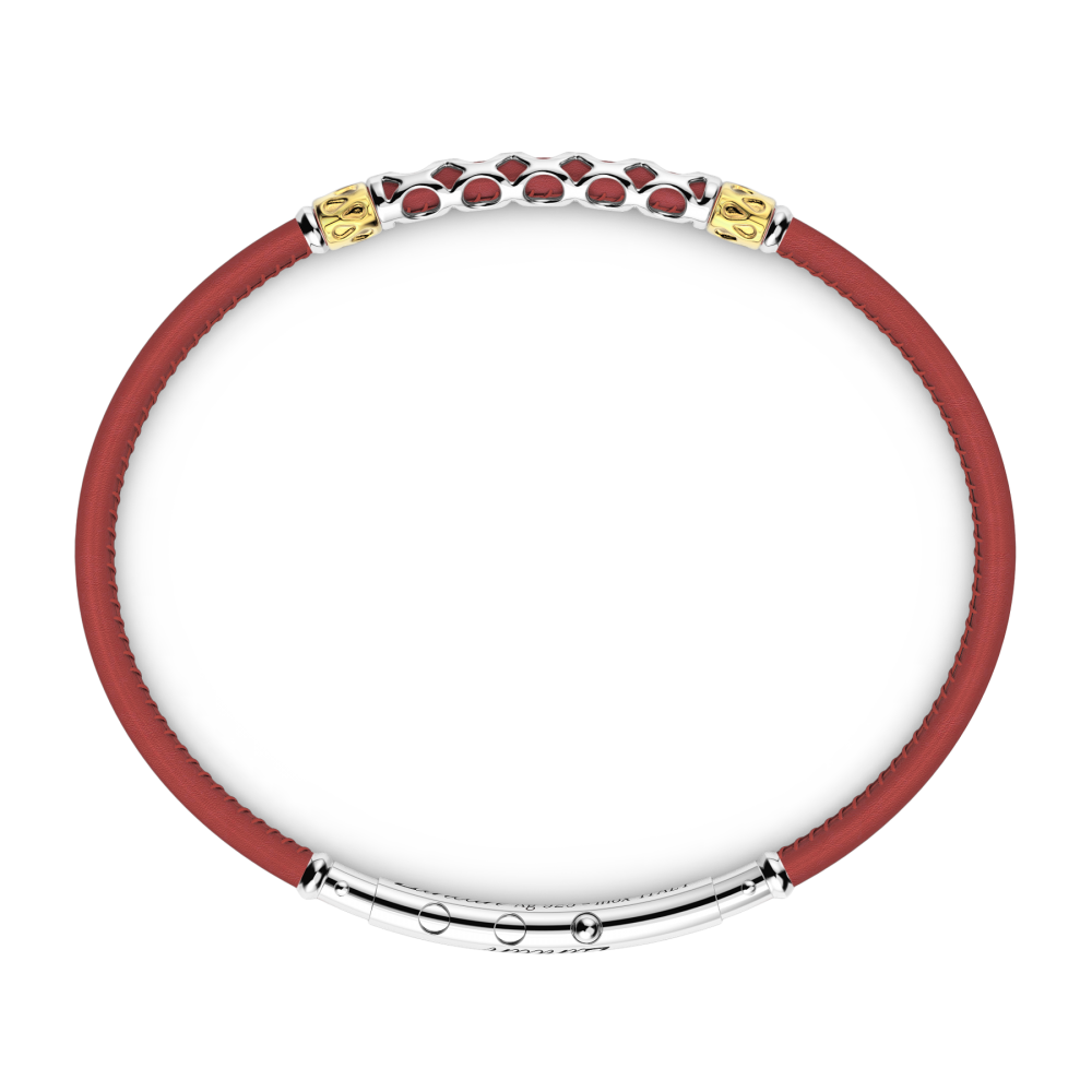 Zancan leather bracelet with silver tag.