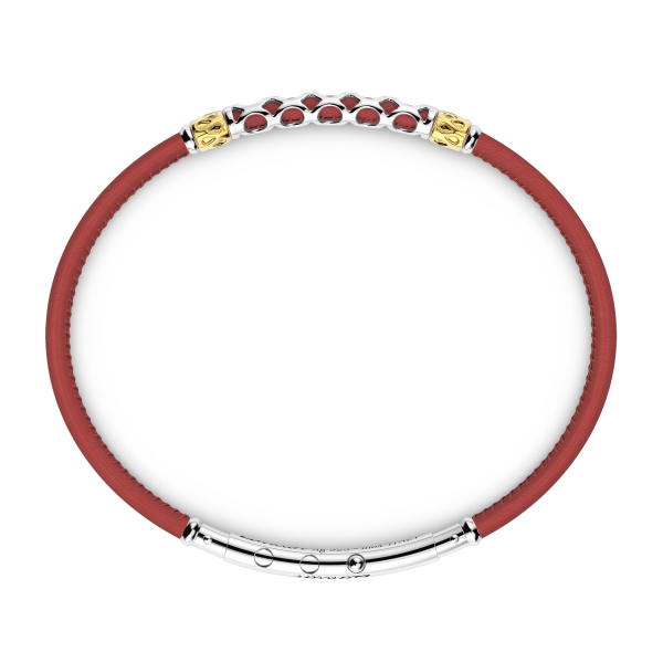Pulsera Zancan de piel natural con placa de plata.