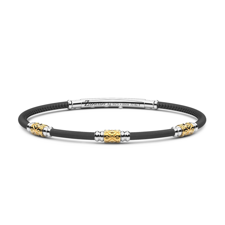 Pulsera Zancan de piel natural con elementos de plata.