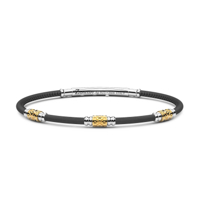Pulsera Zancan de piel natural con elementos de plata.