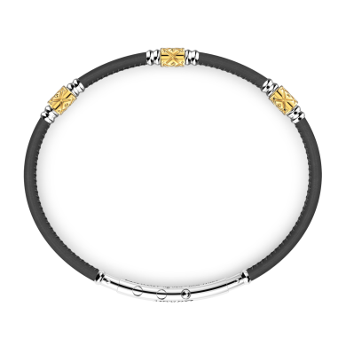 Pulsera Zancan de piel natural con elementos de plata.