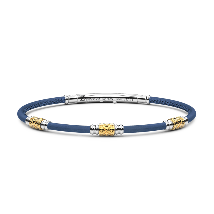 Pulsera Zancan de piel natural con elementos de plata.