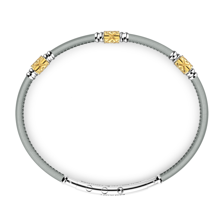 Bracciale Zancan in pelle naturale con elementi in argento.