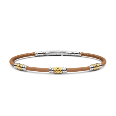 Pulsera Zancan de piel natural con elementos de plata.