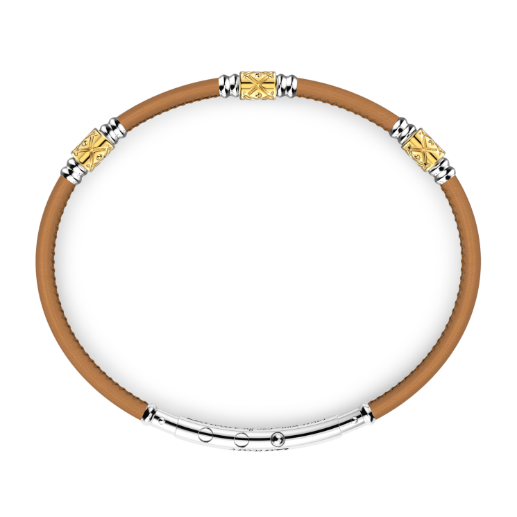 Zancan-Armband aus Naturleder mit Elementen aus Silber.