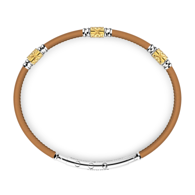 Zancan-Armband aus Naturleder mit Elementen aus Silber.