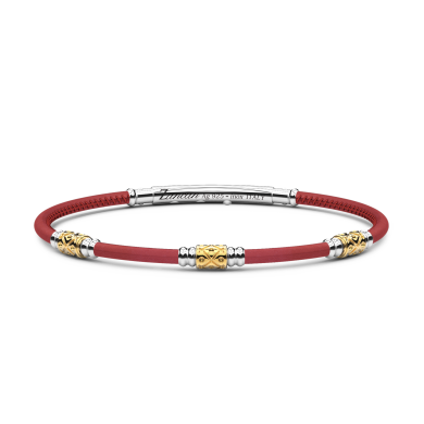 Pulsera Zancan de piel natural con elementos de plata.