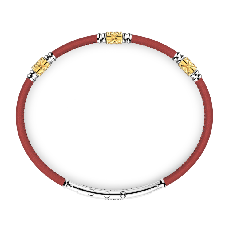 Zancan-Armband aus Naturleder mit Elementen aus Silber.