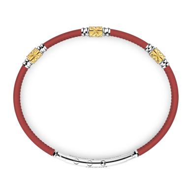 Zancan-Armband aus Naturleder mit Elementen aus Silber.