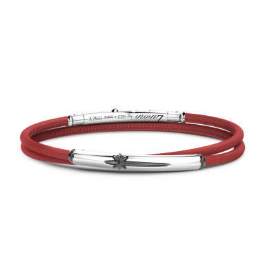 Zancan leather bracelet with silver tag.
