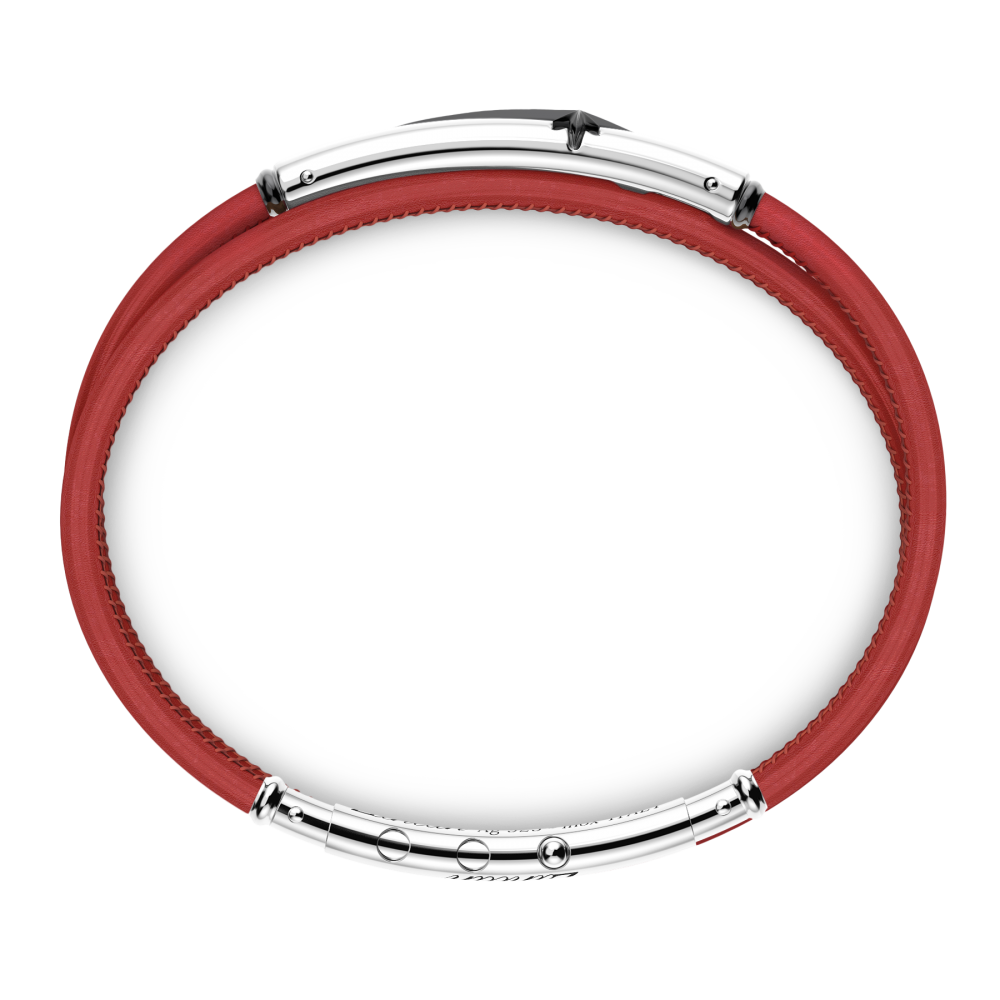 Zancan-Armband aus Naturleder mit Plakette aus Silber.