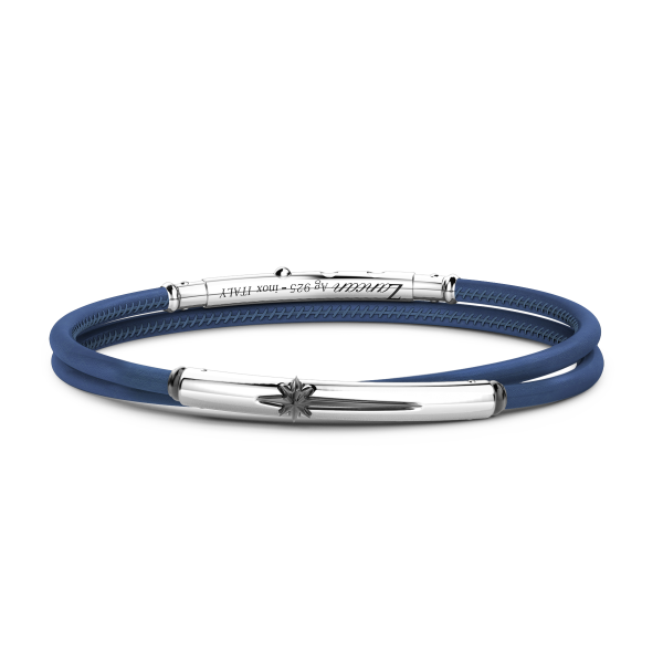 Pulsera Zancan de piel natural con placa de plata.