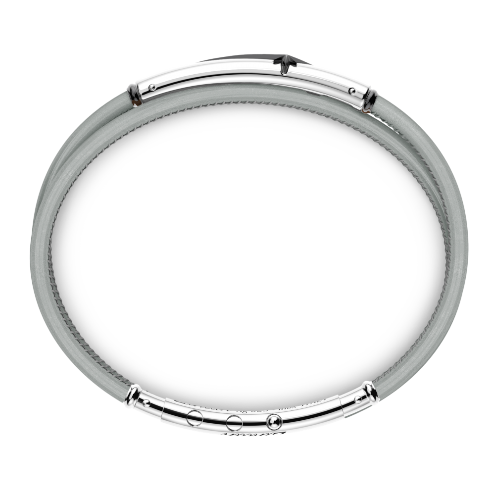 Zancan leather bracelet with silver tag.