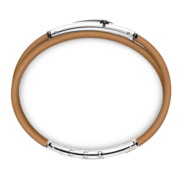 Zancan-Armband aus Naturleder mit Plakette aus Silber.