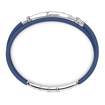 Zancan-Armband aus Naturleder mit Silberplakette und schwarzen Edelsteinen. 2