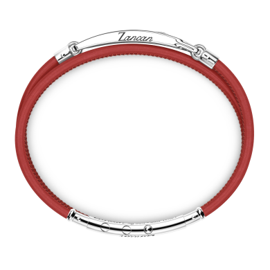 Bracciale Zancan in pelle naturale con targa in argento e pietre nere.