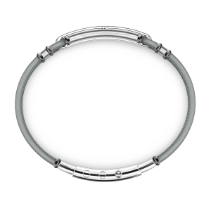 Bracciale Zancan in pelle naturale con targa in argento e pietre nere. 2