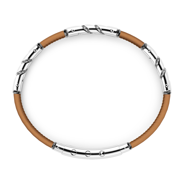 Pulsera Zancan de piel natural con elementos de plata.