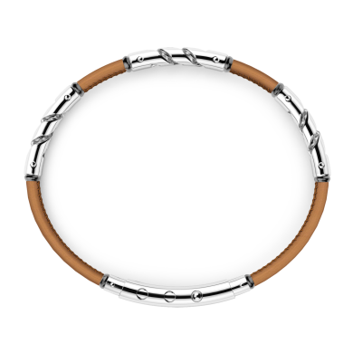 Pulsera Zancan de piel natural con elementos de plata.